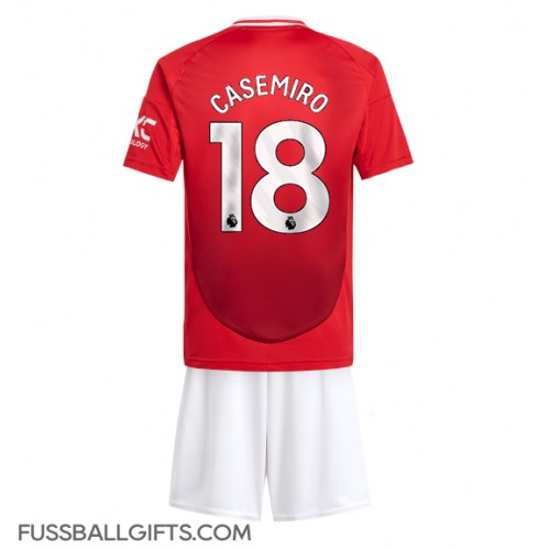 Manchester United Casemiro #18 Fußballbekleidung Heimtrikot Kinder 2024-25 Kurzarm (+ kurze hosen)